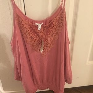 Pink Cold Shoulder Top
